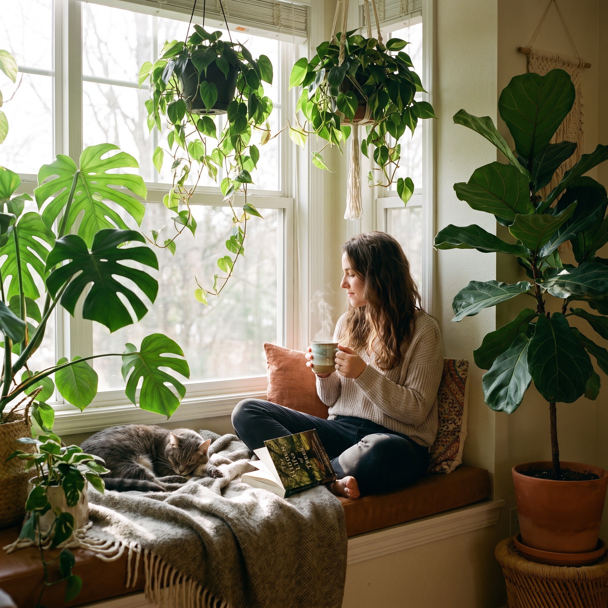 Moment de détente avec une tisane et des plantes