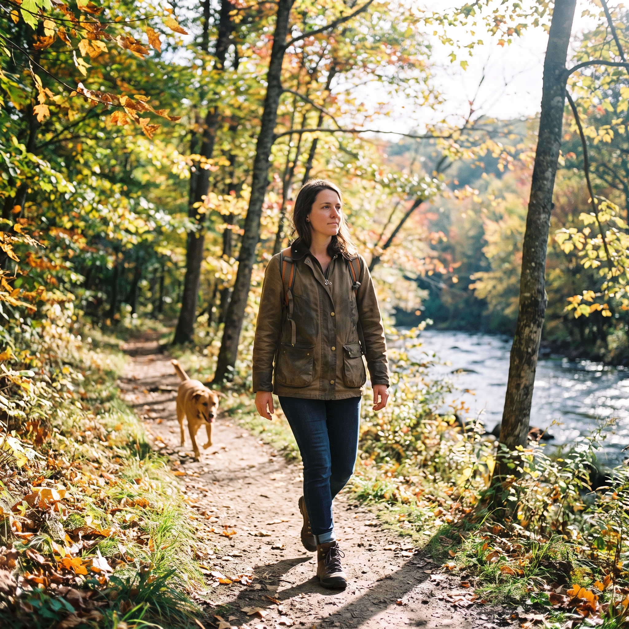 Femme marchant en plein air dans la nature