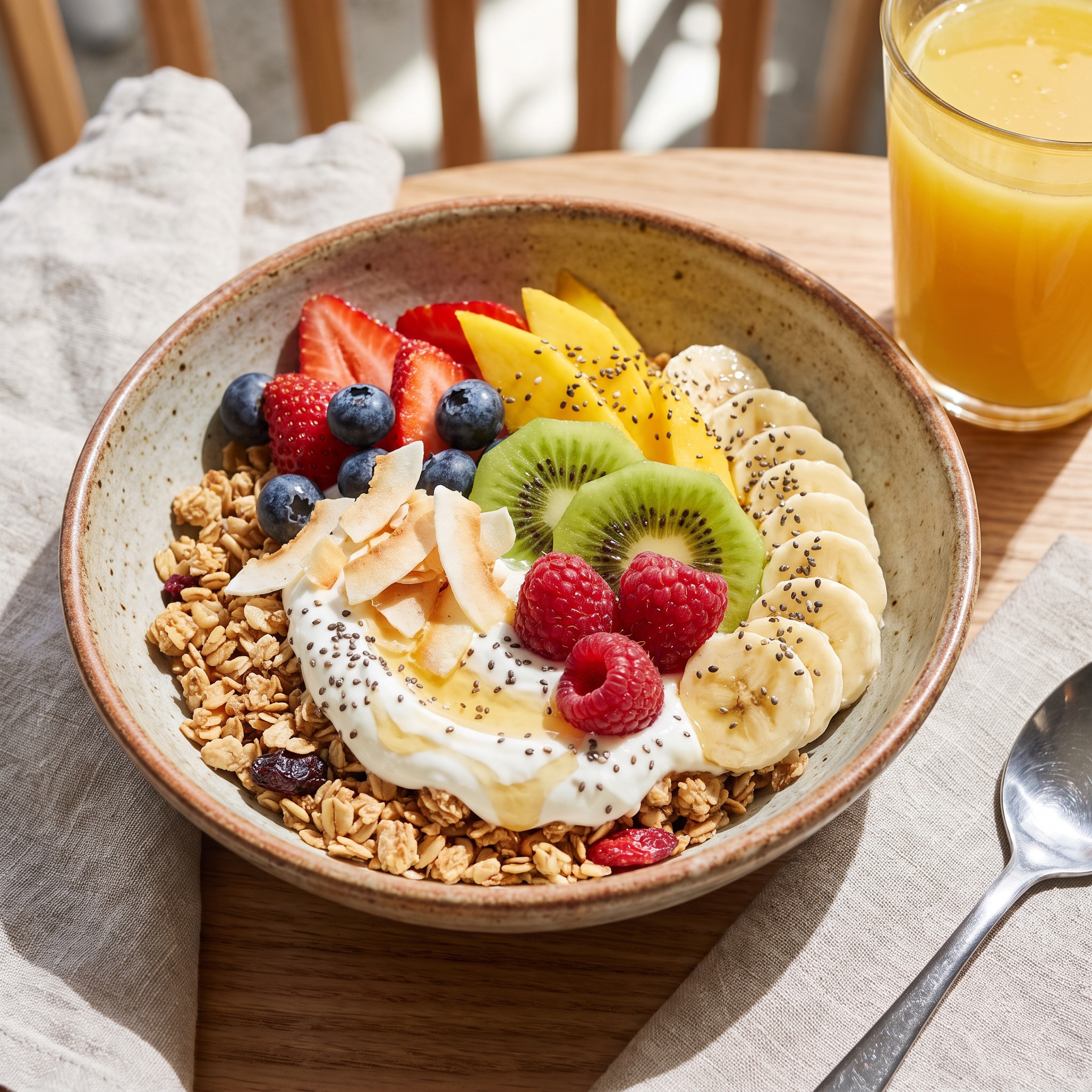 Bol de petit-déjeuner sain aux fruits frais